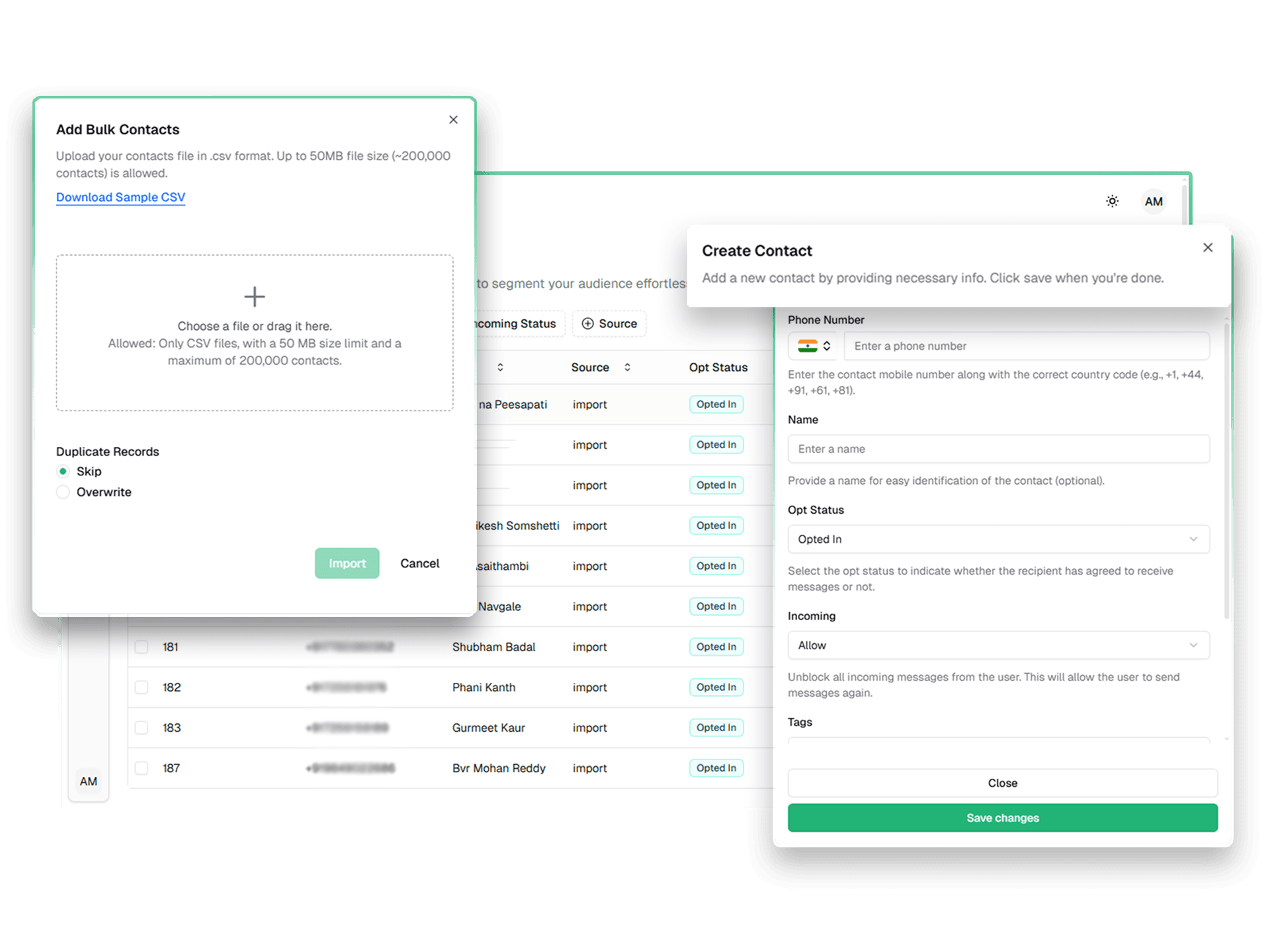 Bulk contact upload illustration